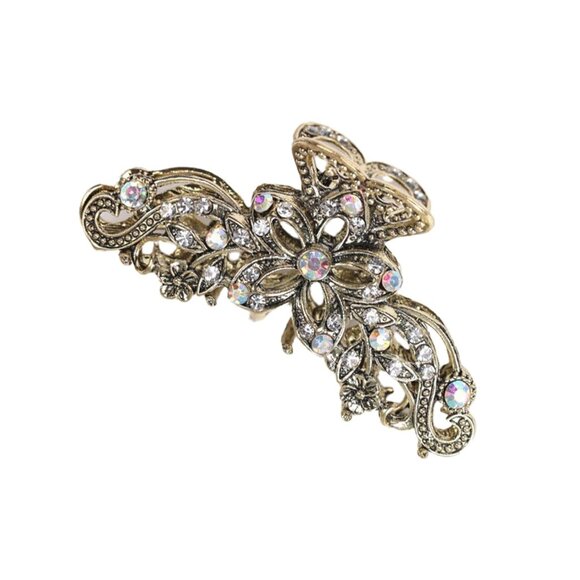 Accessories - Fancy Hair Claw Jaw Clips Pins For Womens, Vintage Rhinestone Crystal Flowers Ha